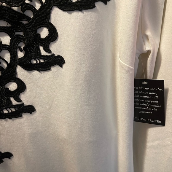 SOLD - Boston Proper Sz 10 Ivory Black Lace Dress NWT - Picture 5 of 5